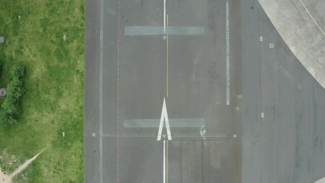 Flight over runway of ex Berlin-Tempelhof airpot (Tempelhofer Feld)