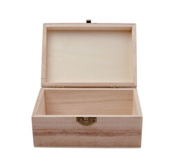 Small open wooden chest.