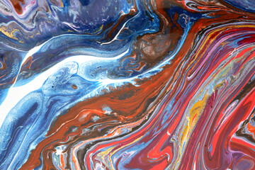 Art Abstract flow acrylic and watercolor marble blot painting.  Color wave modern; pop-art horizontal texture background.