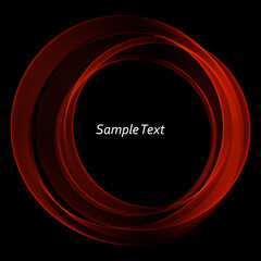 Wavy frame red-bright wave on a black abstract background. Design element. Brochure Template