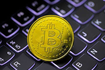 Close up Bitcoin cash digital cryptocurrency on notebook, business concept.