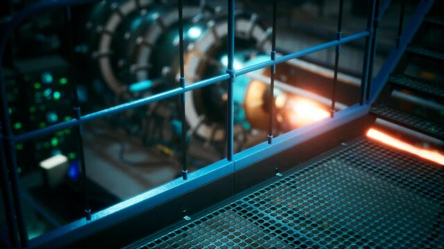 futuristic cyberpunk power plant thermonuclear or nuclear reactor