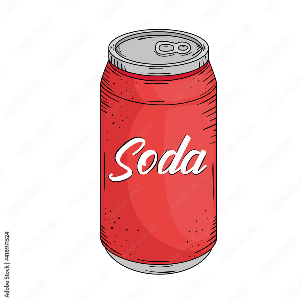 Poster fresh soda can drink drawn