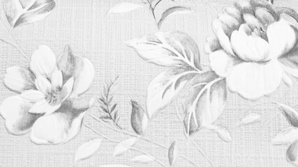 Black and white floral wallpaper texture