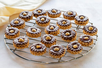 Homemade chocolate and raspberry cookies
