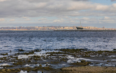 Storm on the coast of the Caspian Sea in Baku