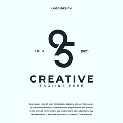 Creative number ninety five icon logo design vector illustration. number 95 or 59 logo design color editable - obrazy, fototapety, plakaty
