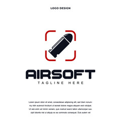Creative bullet airsoft icon logo design vector illustration. bullet logo design color editable