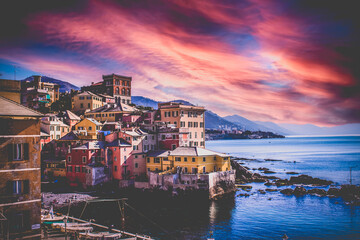 Obraz premium un atardecer en Boccadasse Genova