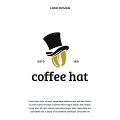 Creative coffee shop icon logo design vector illustration. coffe with hat logo design color editable