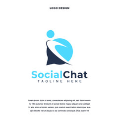 Creative social chat icon logo design vector illustration. people with bubble chat logo design color editable