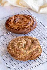 Walnut and tahini tea bread. Mediterranean and Middle Eastern cuisine.