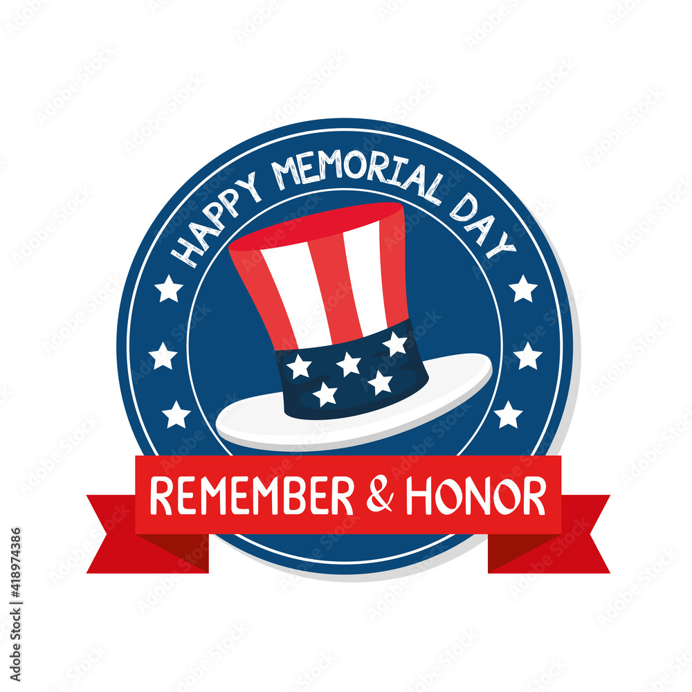 Sticker memorial day stamp with hat