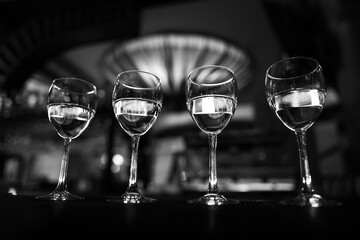 Glasses of wine on the counter