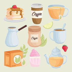 Obraz premium desserts and drinks set icons