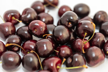 Cherries on white background
