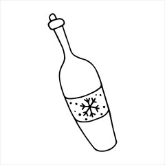 Festive bottle of champagne. Vector.