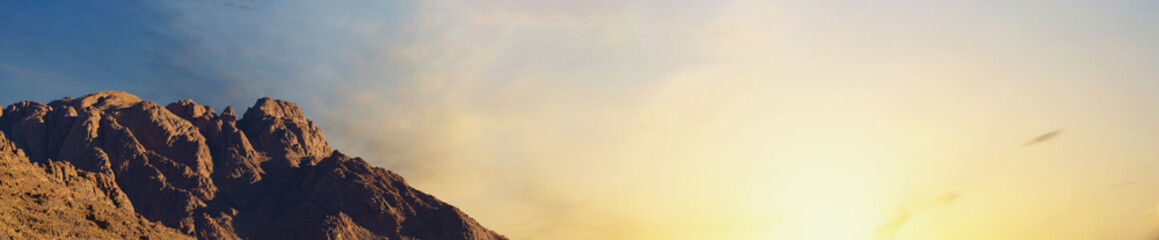 Amazing Sunrise at Sinai Mountain, Beautiful dawn in Egypt, Beautiful view from the mountain