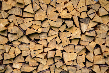 Wooden logs for decoration wall. Interior design concept.