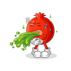 pomegranate throw up cartoon. cartoon mascot vector