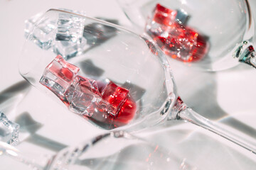 Glasses of Red wine. The play of light and shadow.