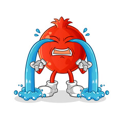 pomegranate crying illustration. character vector
