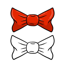 Red bow. Clothing decoration and women hair accessories.