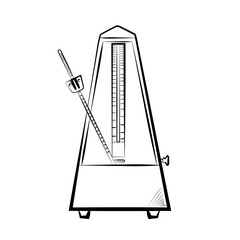 Metronome minimalistic hand drawing outline icon pictogram symbol isolated on white background. Vector