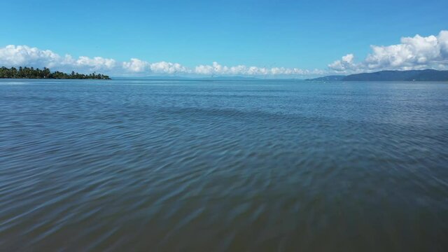 Fast aerial low altitude flight over a river following birds Costa Rica mangrove zancudo area