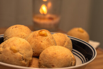 Home made, cheese bread from a traditional Argentina cousine and background. Gastronomy photography