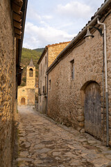 Fototapeta na wymiar view of the church and village of Arseguel in the Pyrenees mountains of Catalonia