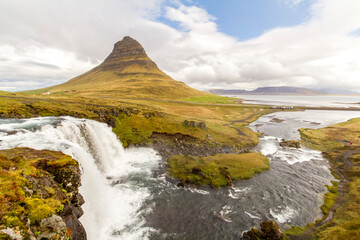 Rapids in front of impressive Grundarfjordur mountain