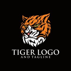 Angry tiger face, isolated on white background, suitable as logo or team mascot. Bengal Tiger. Predator animal. Tiger Mascot Color Logo. Animal Tattoo. Angry animal sports mascot. 