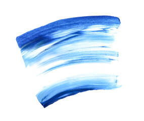 Hand drawn brush smear isolated on white. Dark blue and light blue colors. Abstract art stroke duochrome swatch