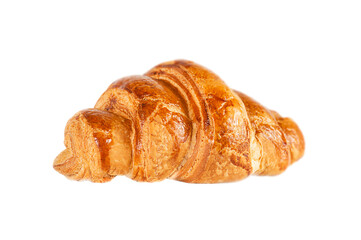 One croissant isolated on a white background.