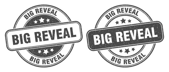 big reveal stamp. big reveal label. round grunge sign