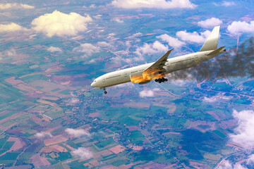the airplane for commercial passenger or cargo transportation aircraft was on fire or burns down at...