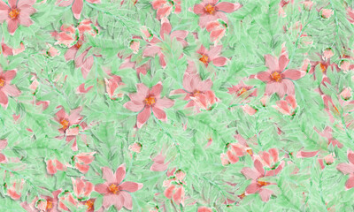 Fototapeta na wymiar A illustration water color floral pattern.