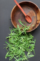 
bowl and arugula close-up