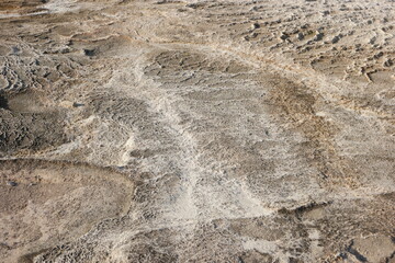 Limestone travertine surface at Pamukkale, Turkey. Travertine pool texture.