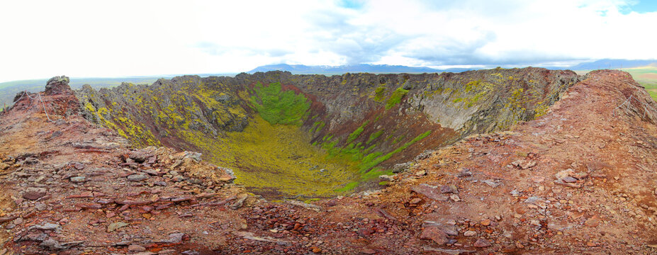 Look into crater of Eldborg volcano