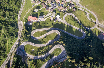 A curved road in the alps of switzerland
