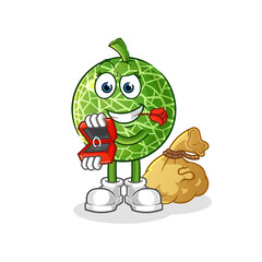 melon propose and holding ring character. cartoon mascot vector
