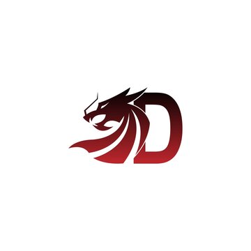 Letter D logo icon with dragon design vector