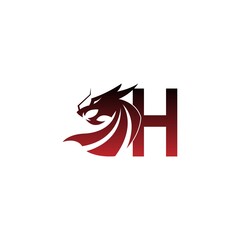 Letter H logo icon with dragon design vector