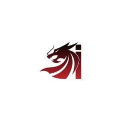 Letter I logo icon with dragon design vector
