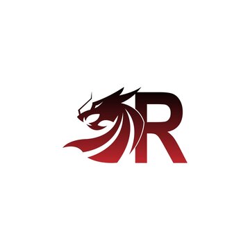 Letter R logo icon with dragon design vector
