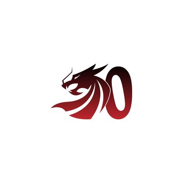 Number zero logo icon with dragon design vector