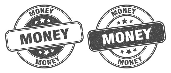 money stamp. money label. round grunge sign