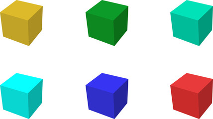 set of multi-color 3d cubes